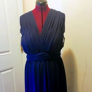 Beautiful Navy Blue Flowing Gown Size 28- Morilee